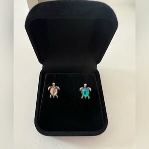 Hawaiian Opal & Gold plated turtle stud earrings